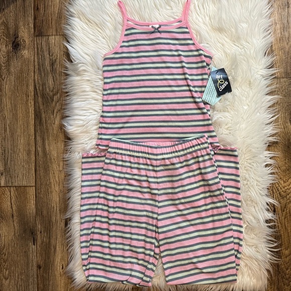 art class Other - Art Class Girls Pajama Set L 10/12 NWT Pink Gray Striped Tank & Pants Sleepwear